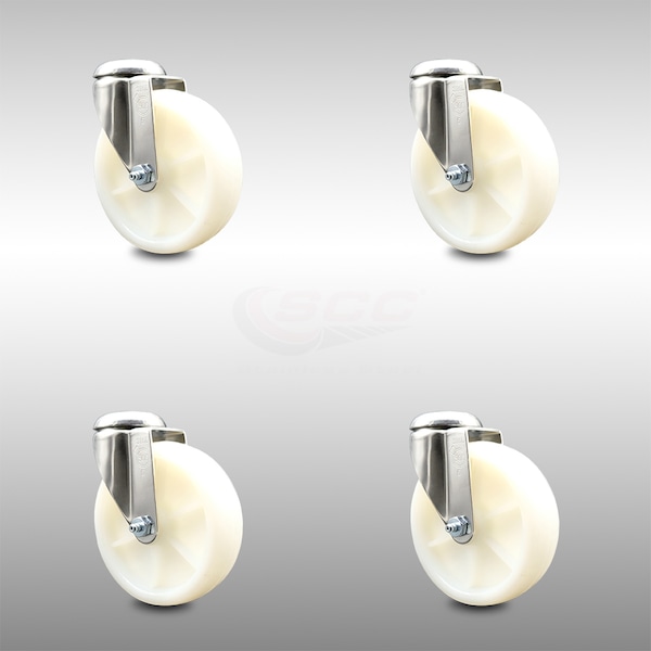 5 Inch 316SS Nylon Wheel Swivel Bolt Hole Caster with Total Lock Brake SCC